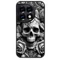 Coque noire taperso pour OnePlus 11 et 12 avec motif tete de mort fleur protection antichoc personnalisée