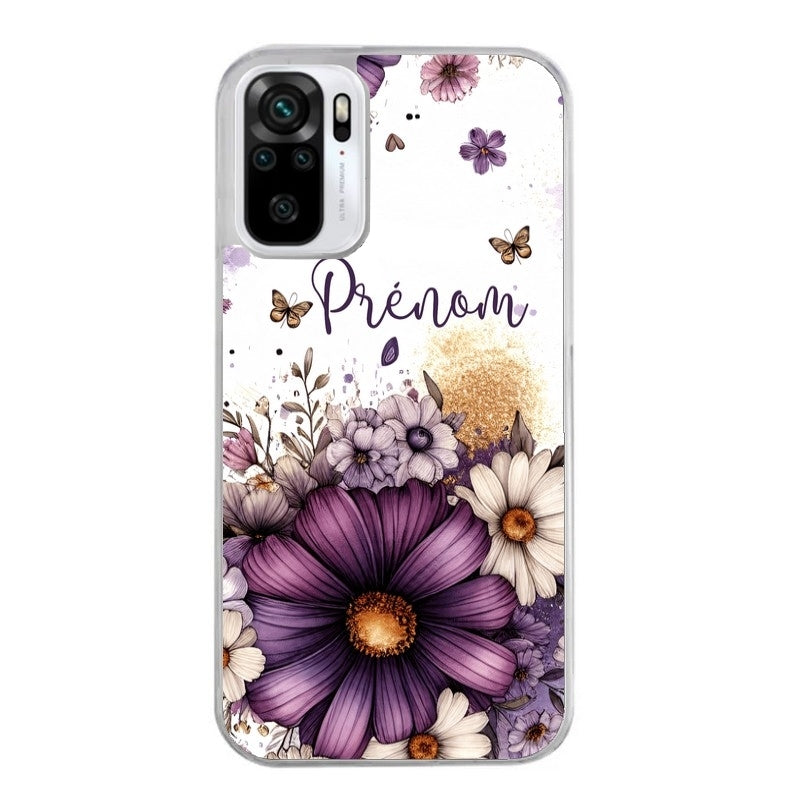 Coque taperso pour Redmi Note 10 4G 5G PRO 10S avec motif fleur violette personnalisee protection antichoc personnalisée