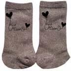 Chaussettes paillettes bronze motif merci atsem