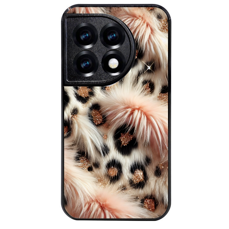 Coque noire taperso pour OnePlus 11 et 12 avec motif effet fourrure leopard 1 protection antichoc personnalisée