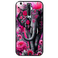 Coque noire taperso pour OPPO Reno 2 et 2Z avec motif elephant et fleurs protection antichoc personnalisée