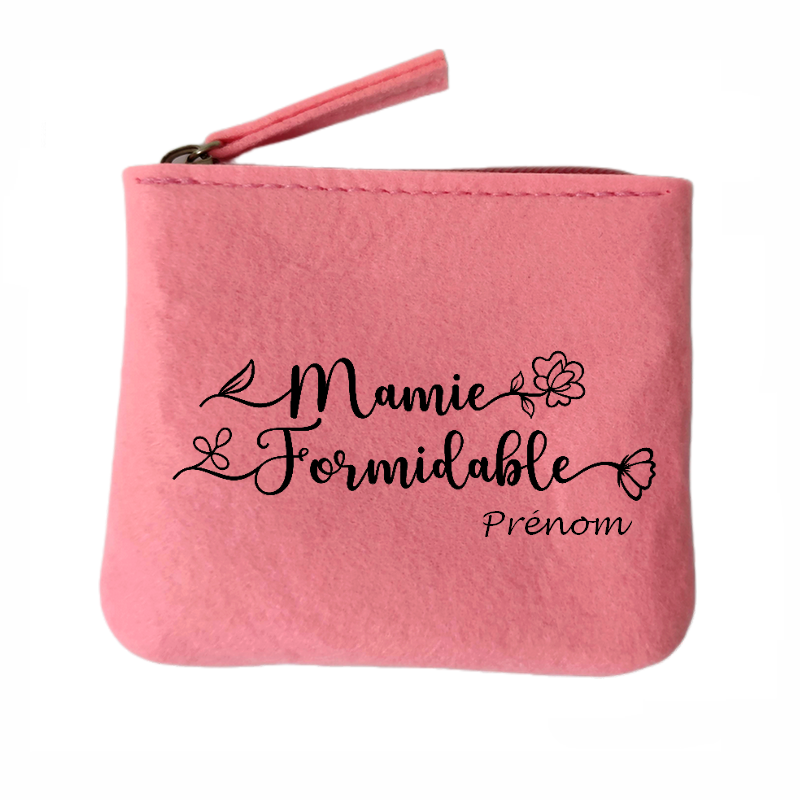 Porte monnaie personnalisé mamie formidable en feutrine en feutrine