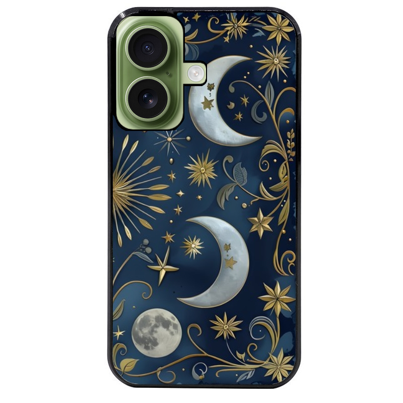 Coque noire taperso pour Iphone 17 17E AIR MAX PRO avec motif lune et etoile protection antichoc personnalisée