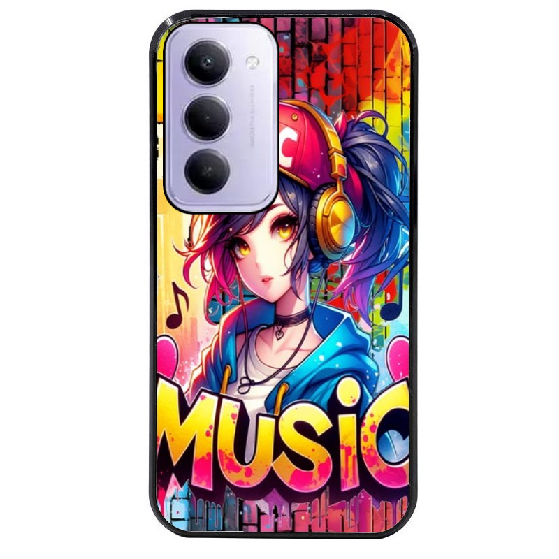 Coque noire taperso pour Redmi 15 4G et 5G avec motif anime manga et music protection antichoc personnalisée