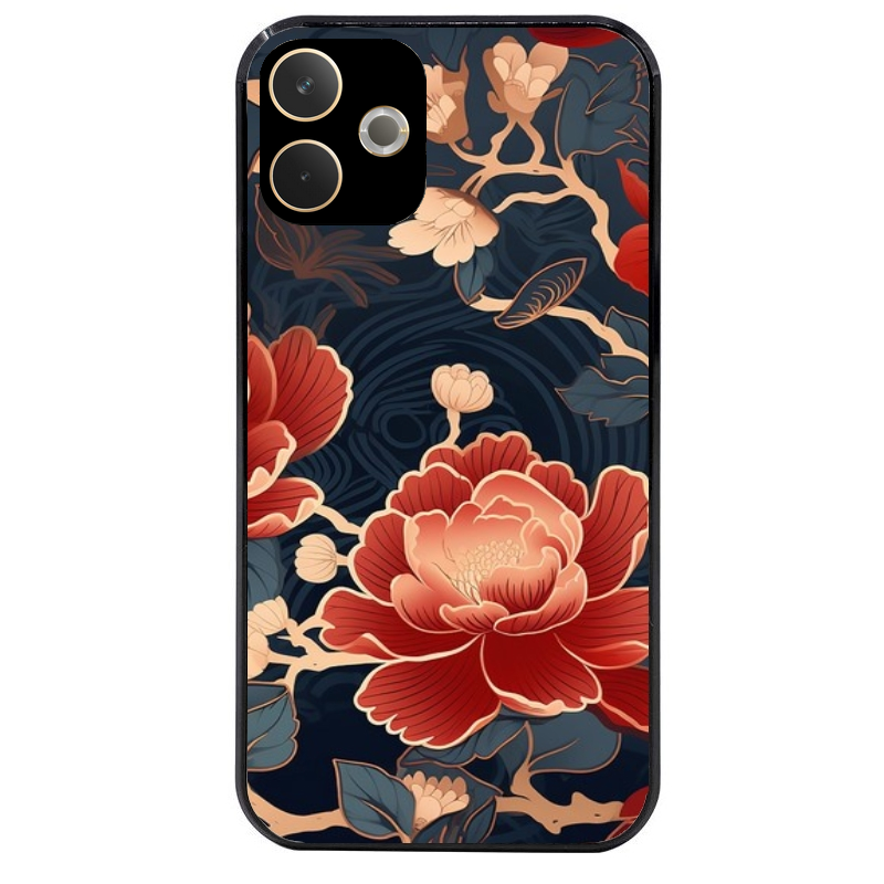 Coque noire taperso pour OPPO A5 PRO 4G et 5G avec motif fleur japan protection antichoc personnalisée