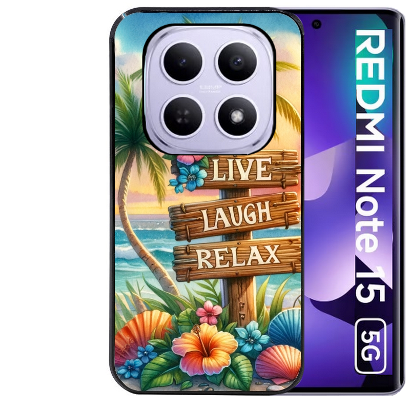 Coque noire taperso pour Redmi Note 15 et PRO PLUS 4G 5G avec motif tropical vacances protection antichoc personnalisée