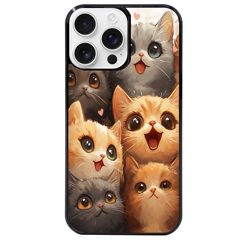 Coque noire taperso pour Iphone 16 16E PLUS MAX PRO avec motif chat smile protection antichoc personnalisée