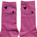 Chaussettes paillettes rose motif maman coeur