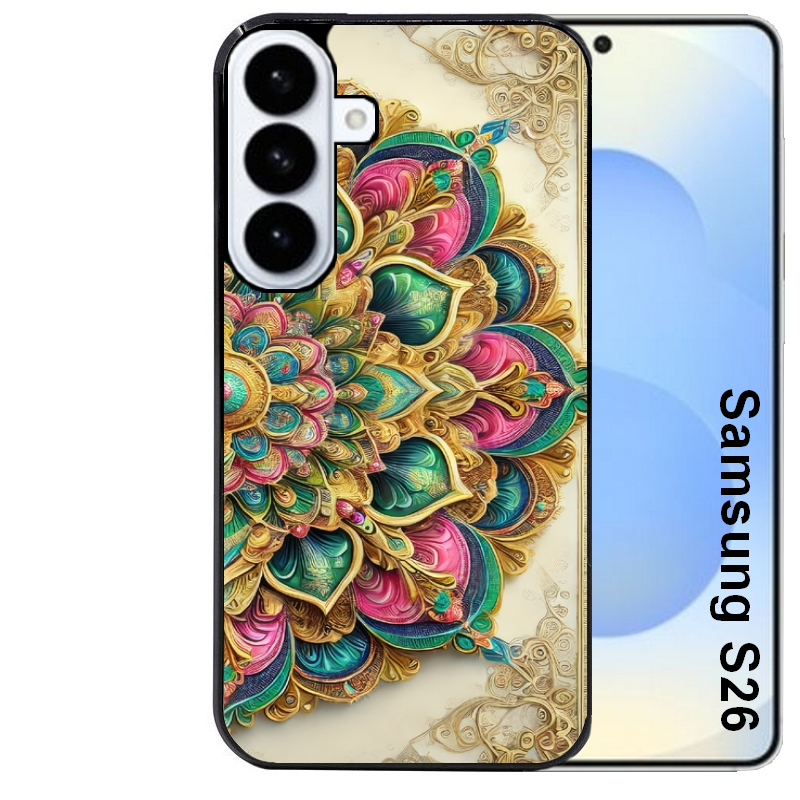 Coque noire taperso pour galaxy S26 et PLUS ULTRA FE avec motif mandala 3 protection antichoc personnalisée