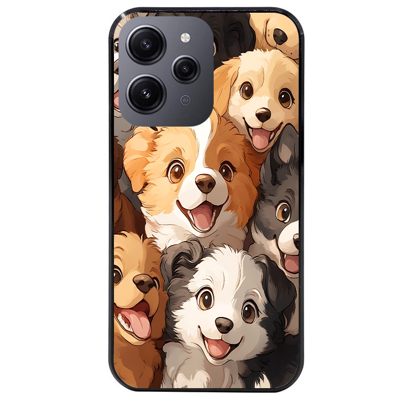 Coque noire taperso pour Redmi 12 4G et 5G avec motif chien smile protection antichoc personnalisée