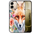 Coque noire taperso pour OPPO A6 A6X 4G et 5G avec motif renard fox et fleurs protection antichoc personnalisée