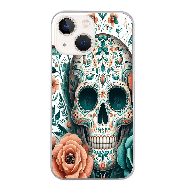 Coque taperso pour Iphone 12 et PRO MINI PRO MAX avec motif mort mexicaine turquoise protection antichoc personnalisée