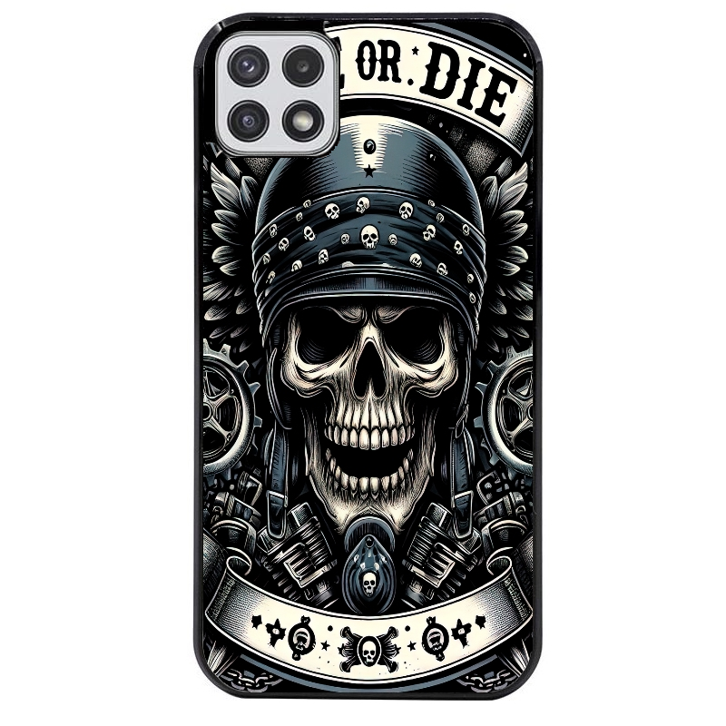 Coque noire taperso pour galaxy A22 A32 A52 A52S 4G 5G  avec motif mort motard protection antichoc personnalisée