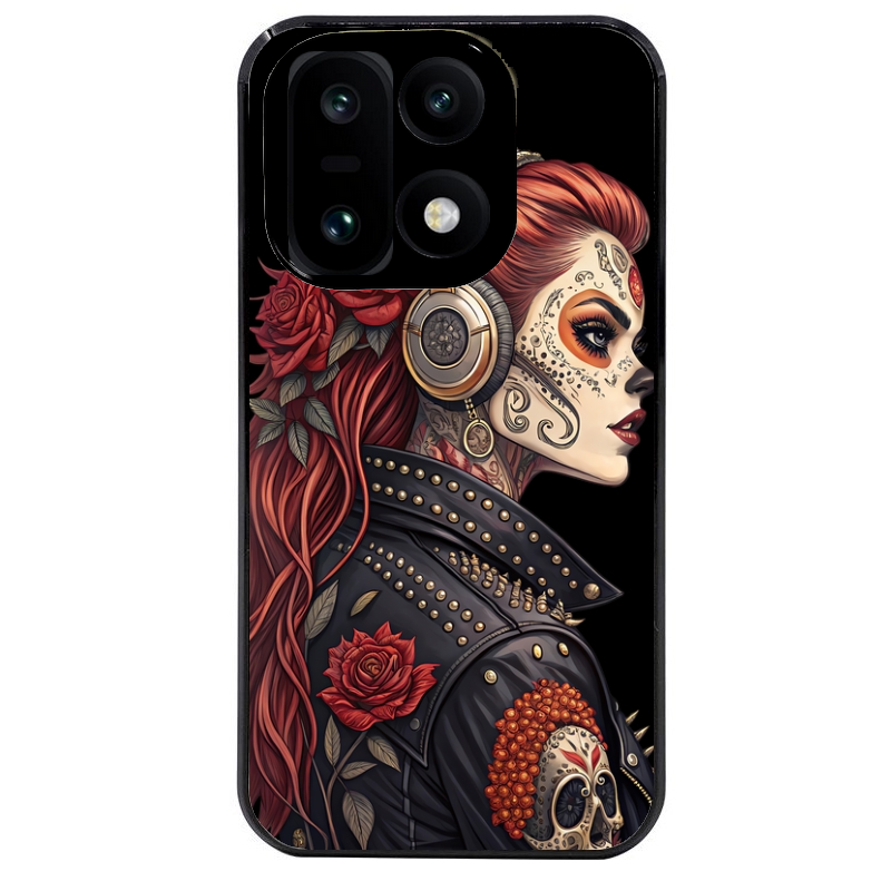 Coque noire taperso pour OnePlus 15 avec motif tete de mort rock protection antichoc personnalisée