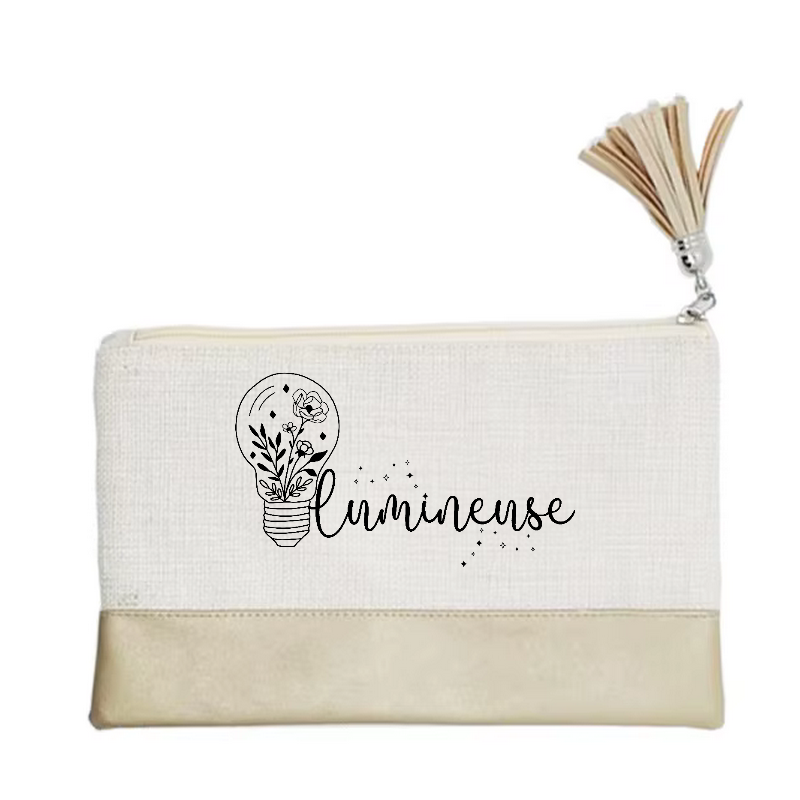 Pochette motif lumineuse en toile et simili cuir