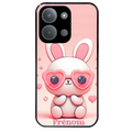 Coque noire taperso pour POCO C85 avec motif lapin lunettes personnalisee protection antichoc personnalisée