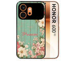 Coque noire taperso pour Honor 600 et 600 PRO avec motif bois et fleur avec votre prenom protection antichoc personnalisée