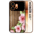 Coque noire taperso pour Honor 600 et 600 PRO avec motif bois avec fleur rose protection antichoc personnalisée