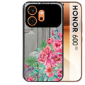 Coque noire taperso pour Honor 600 et 600 PRO avec motif bois gris et fleur rose protection antichoc personnalisée