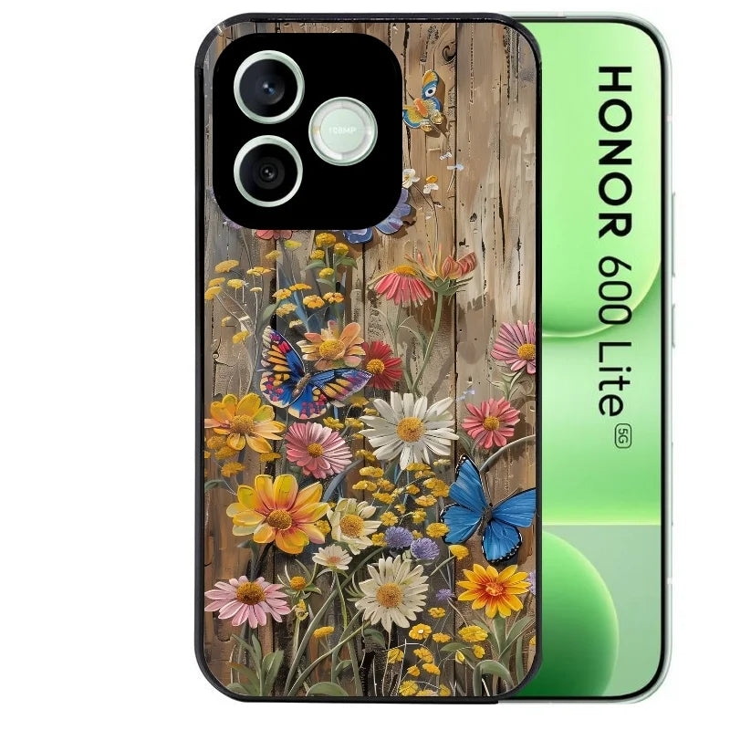 Coque noire pour Honor 600 LITE avec motif bois et papillon 1 protection antichoc personnalisée