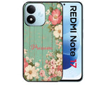 Coque pour Redmi Note 17 et PRO 4G 5G Max personnalisée bois et fleur prenom