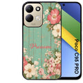 Coque pour POCO C95 PRO personnalisée bois et fleur prenom