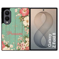 Coque pour Z FOLD 8 personnalisée bois et fleur prenom