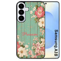 Coque pour Galaxy A08 A18 A28 A38 A58 personnalisée bois et fleur prenom