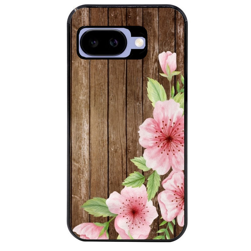 Coque pour Pixel 8A 9A 10A bois fleur rose