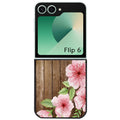 Coque pour Z FLIP 6 7 8 bois fleur rose