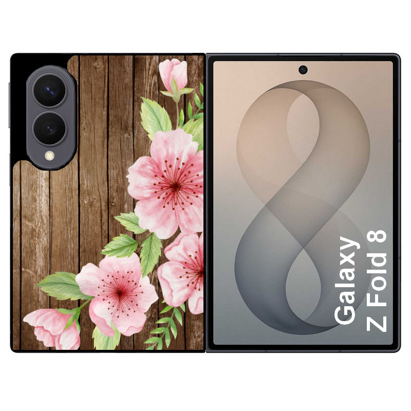 Coque pour Z FOLD 8 bois fleur rose