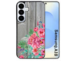 Coque pour Galaxy A08 A18 A28 A38 A58 bois gris fleur rose