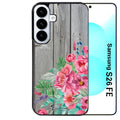 Coque pour Galaxy S26 et PLUS ULTRA FE bois gris fleur rose