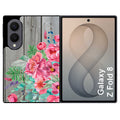 Coque pour Z FOLD 8 bois gris fleur rose