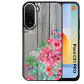 Coque pour POCO C81 PRO bois gris fleur rose