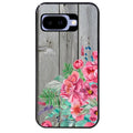 Coque pour Pixel 8A 9A 10A bois gris fleur rose