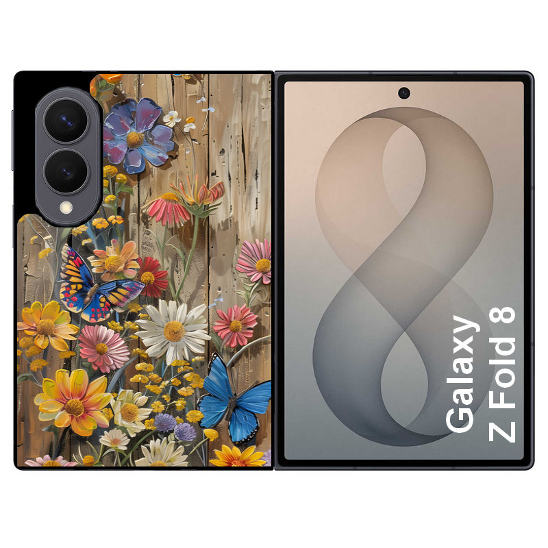 Coque pour Z FOLD 8 bois et papillon 1
