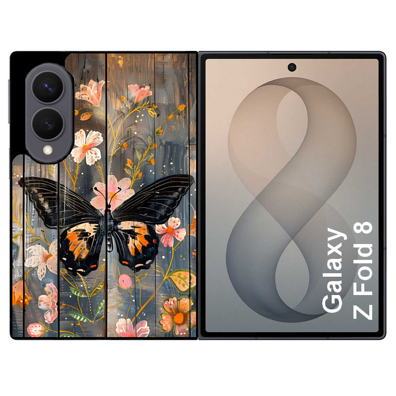 Coque pour Z FOLD 8 bois et papillon 2