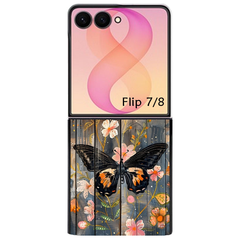 Coque pour Z FLIP 6 7 8 bois et papillon 2