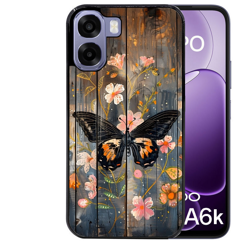 Coque pour Oppo A6 A6 A6K bois et papillon 2