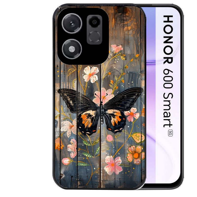 Coque pour Honor 600 SMART bois et papillon 2