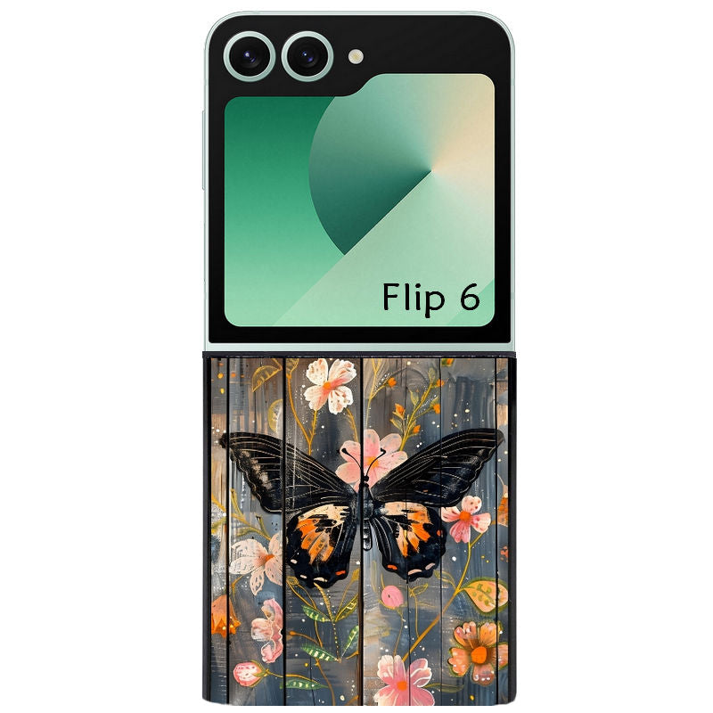 Coque pour Z FLIP 6 7 8 bois et papillon 2