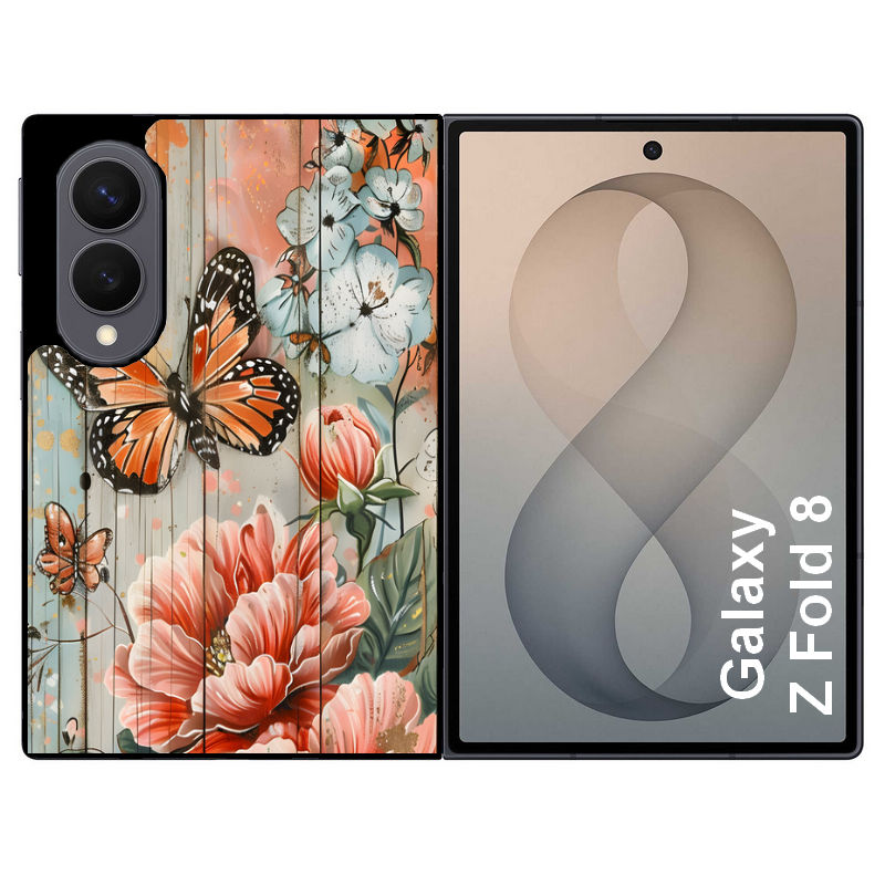 Coque pour Z FOLD 8 bois et papillon 3