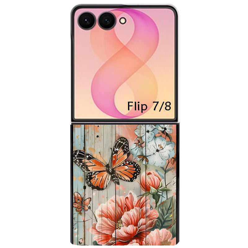 Coque pour Z FLIP 6 7 8 bois et papillon 3