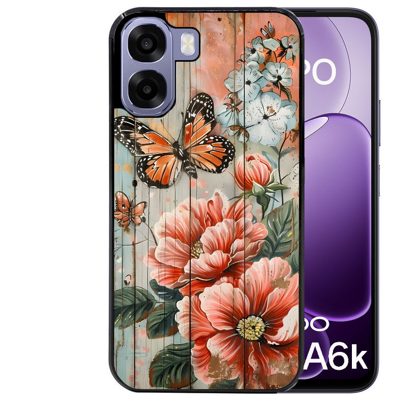 Coque pour Oppo A6 A6 A6K bois et papillon 3