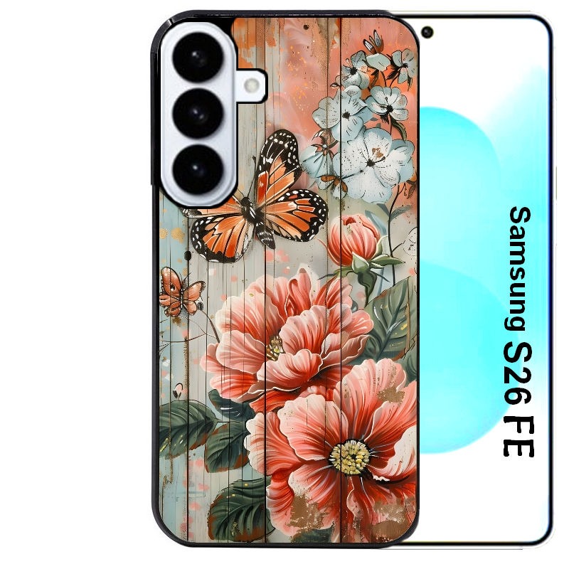 Coque pour Galaxy S26 et PLUS ULTRA FE bois et papillon 3