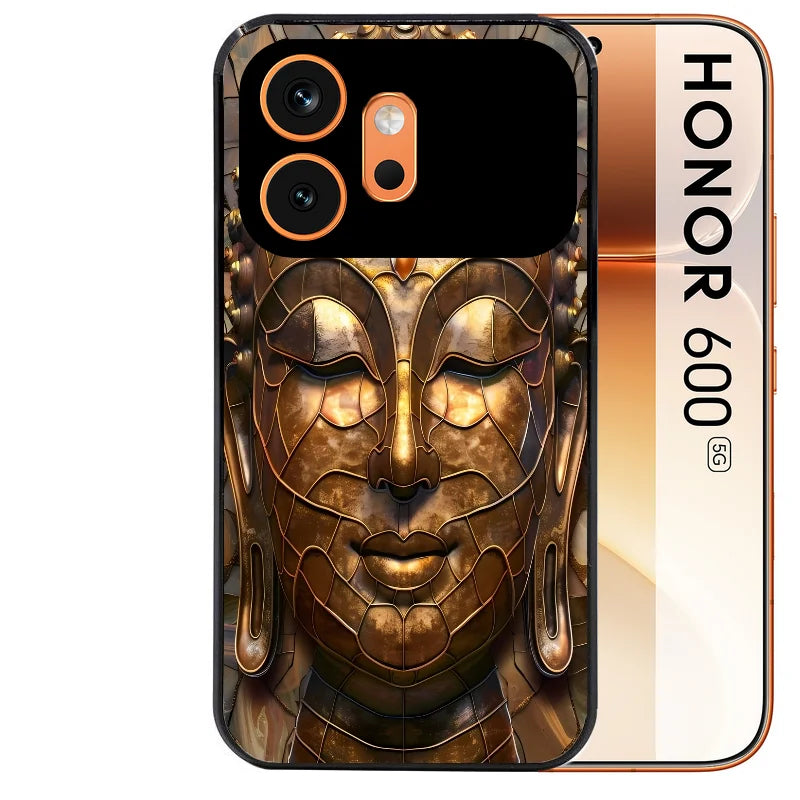 Coque noire taperso pour Honor 600 et 600 PRO avec motif bouddha et mosaique protection antichoc personnalisée
