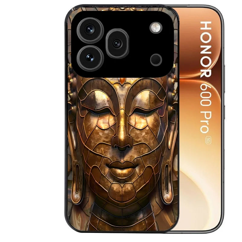 Coque noire taperso pour Honor 600 et 600 PRO avec motif bouddha et mosaique protection antichoc personnalisée
