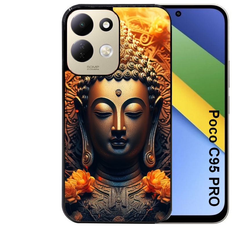 Coque pour POCO C95 PRO bouddha et fleur