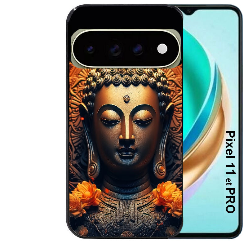 Coque pour Pixel 10 / 11 / PRO / XL bouddha et fleur
